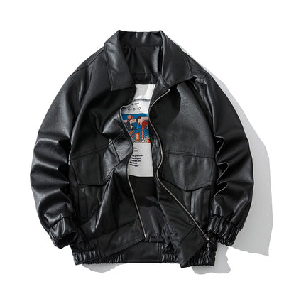 Chaqueta de Cuero para Hombre con Solapa Ancha - Estilo Moderno y Elegante