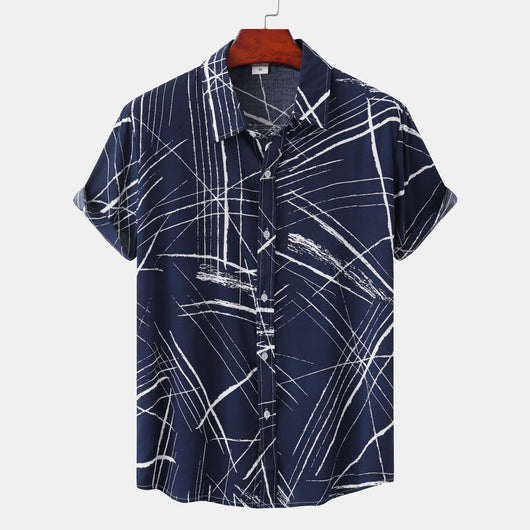 Camisa Casual Manga Corta con Cuello y Estampado a Cuadros para Hombre - Image 13