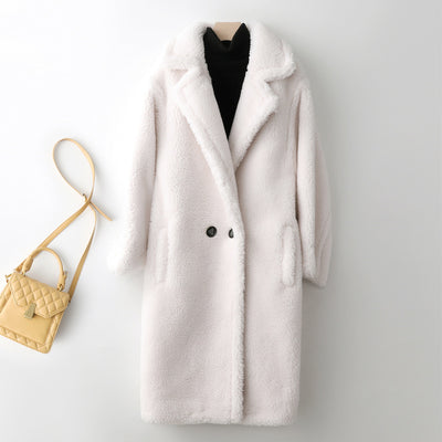 Abrigo Largo de Lana de Oveja con Pelaje Teddy para Mujer - Image 3