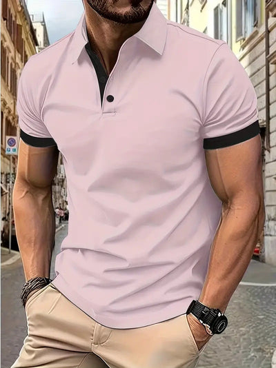 Polo Casual Holgado de Manga Corta Liso para Hombre - Image 16