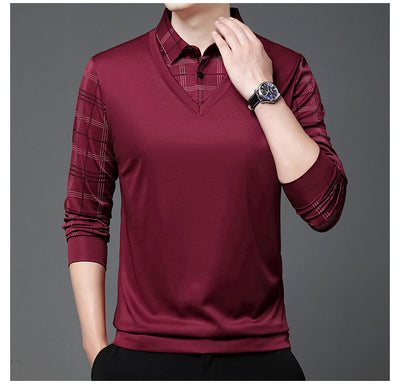 Suéter Tipo Camisa Falsa Dos Piezas para Hombre - Manga Larga Otoño - Image 17