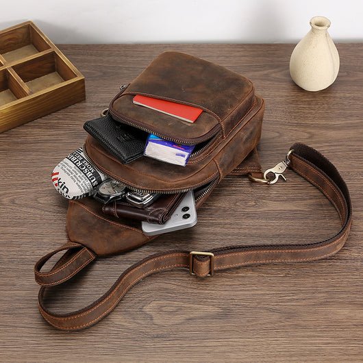 Bolsa Pecho Cuero Crazy Horse para Hombre - Estilo Outdoor - Image 10