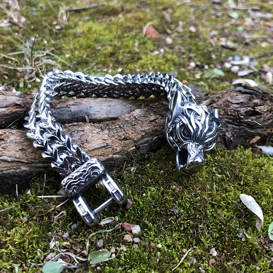 Pulsera Vikinga de Acero Titanio Estilo Vintage para Hombre