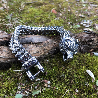 Pulsera Vikinga de Acero Titanio Estilo Vintage para Hombre