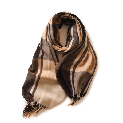 Bufanda de Cashmere Artificial Gruesa y Cálida con Flecos - Image 9