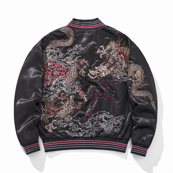 Chaqueta Bordada de Dragón Volador y Nubes de Buen Augurio