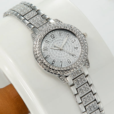 Reloj de Diamantes Digitales con Números Romanos y Brillantes para Mujer