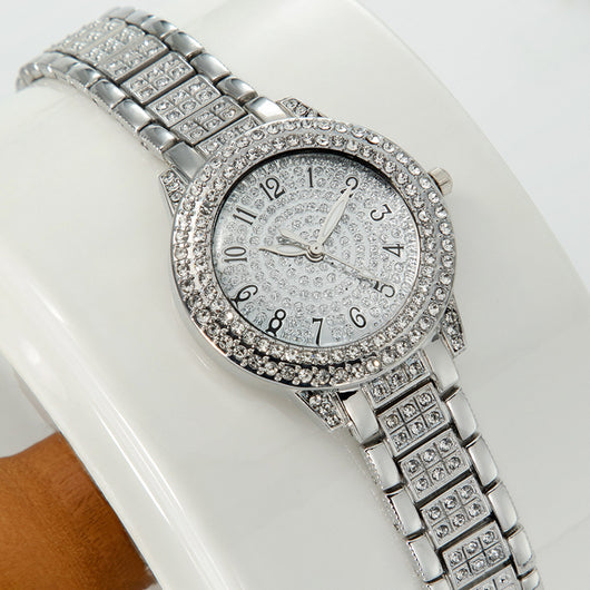 Reloj de Diamantes Digitales con Números Romanos y Brillantes para Mujer