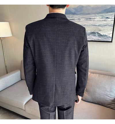 Traje de Esmoquin Tres Piezas Cuadros Mesh para Hombre - Image 2