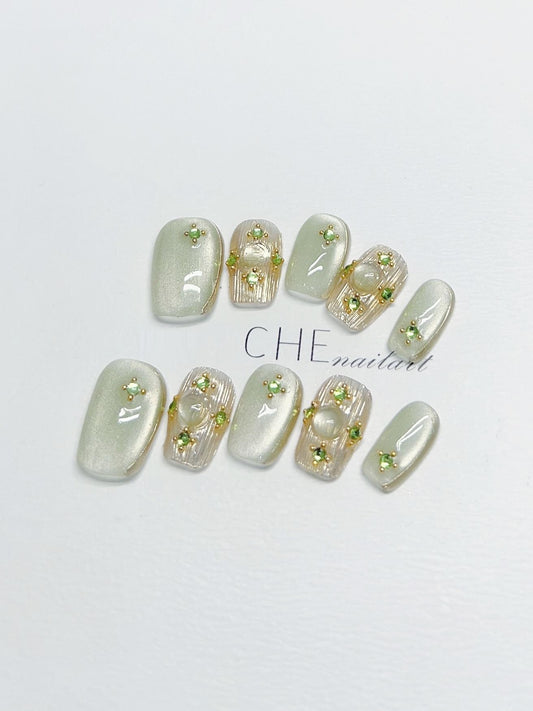 Chaleco Incrustado Verde Francés Artesanal - Estilo Corto Verano - Image 2