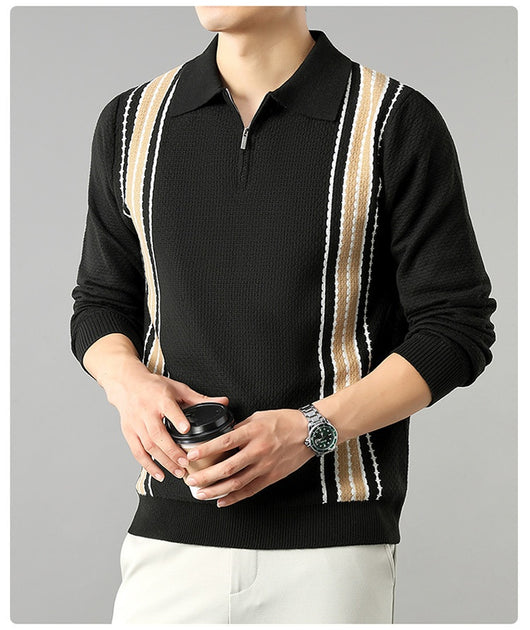 Suéter de Punto Colorblock con Cuello y Cierre Medio Cremallera para Hombre - Image 43