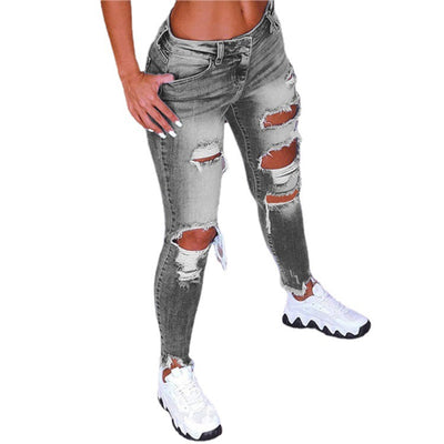 Pantalones Vaqueros Talle Bajo Levantacola con Rotos