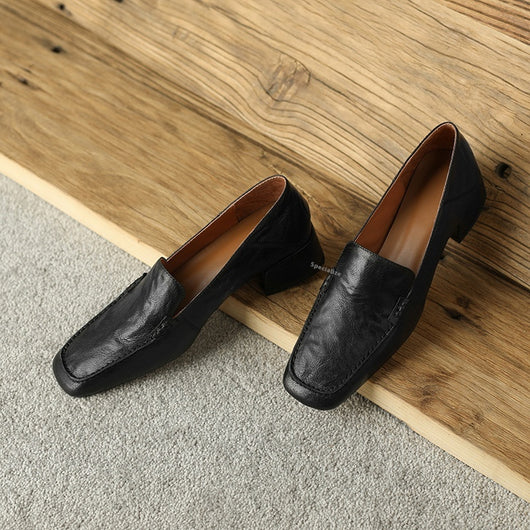Mocasines Mujer Tacón Robusto Punta Cuadrada Elegantes - Image 27