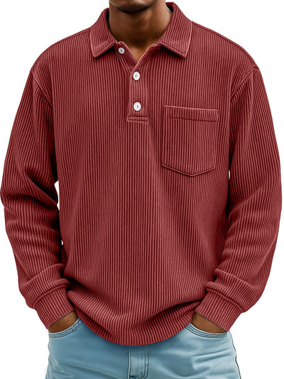 Polo Manga Larga de Pana a Rayas para Hombre - Image 9