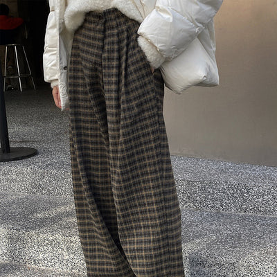 Pantalones Retro Cuadros Cintura Alta Mujer - Estilo Casual Holgado - Image 7