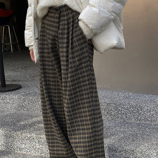 Pantalones Retro Cuadros Cintura Alta Mujer - Estilo Casual Holgado - Image 7