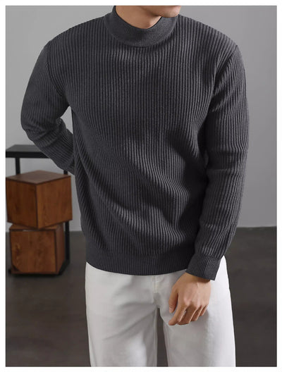 Suéter Cuello Tortuga Coreano para Hombre con Rayas Verticales - Image 16