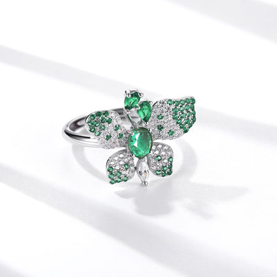 Anillo de Plata Mariposa S925 con Esmeralda Natural Incrustada - Image 7