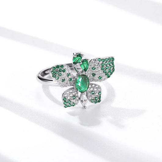 Anillo de Plata Mariposa S925 con Esmeralda Natural Incrustada - Image 7