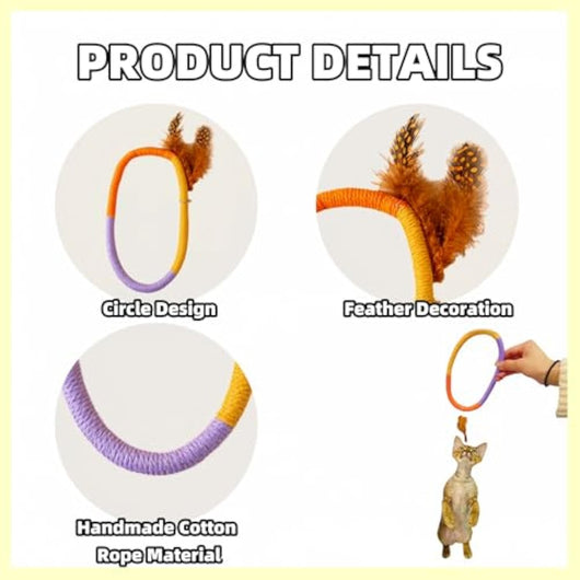 Juguetes para Gatos con Cuerda de Algodón, Hierba Gatera y Plumas - Limpiador Dental Interactivo - Image 6