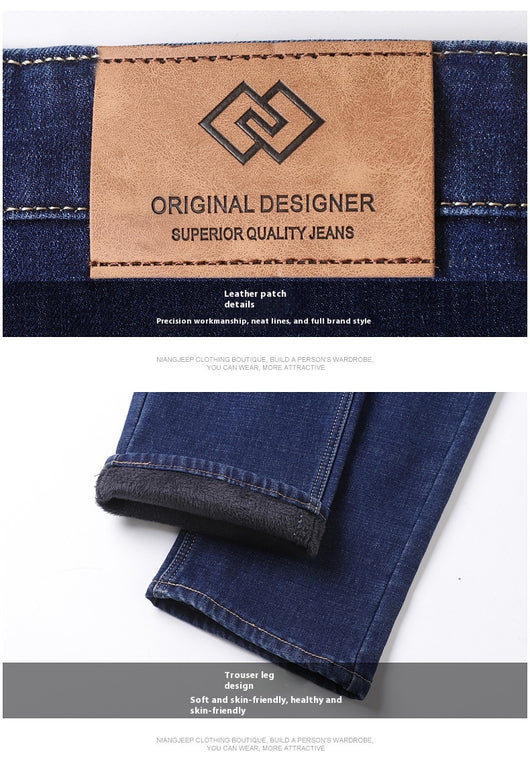 Pantalones Vaqueros Gruesos Forrados en Fleece para Hombre Talla Grande - Image 34