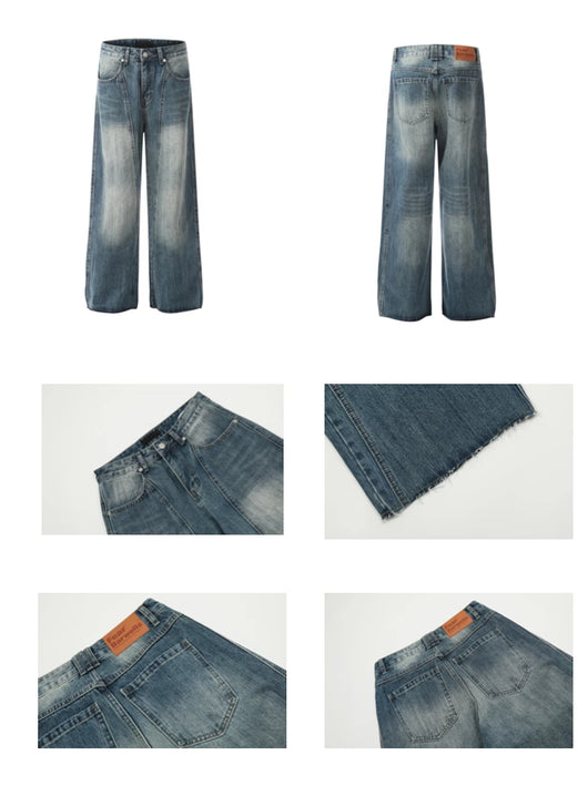 Pantalones Vaqueros Patchwork Retro de Pierna Ancha - Image 8