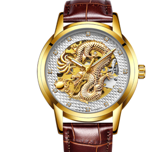 Reloj Empresarial Dragon Dorado Automático Resistente al Agua con Esfera Luminosa - Image 25