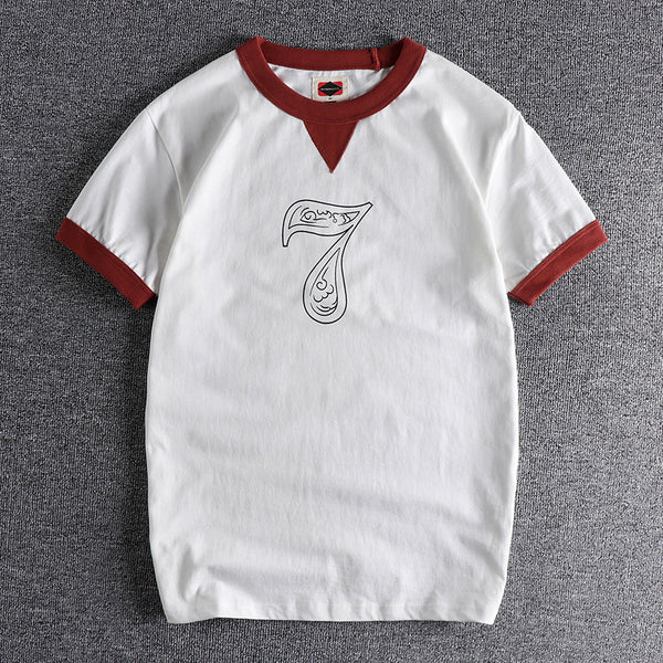 Camiseta de Algodón Lavado para Hombre con Cuello Estilo Thread