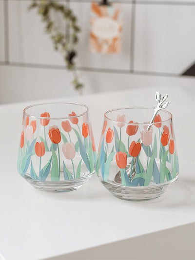 Vaso de Agua en Vidrio con Diseño de Tulipanes - Image 12