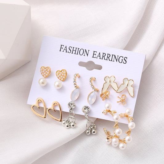Juego de Aretes 9 Pares Mariposa Calado Amor