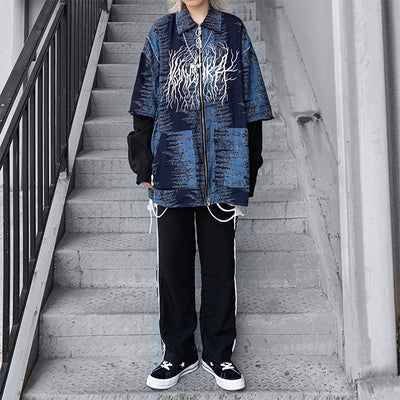 Chaqueta Universitaria Blue Lightning Grafiti - Marca National Tide - Image 10