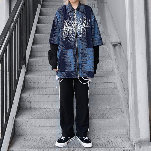 Chaqueta Universitaria Blue Lightning Grafiti - Marca National Tide - Image 10