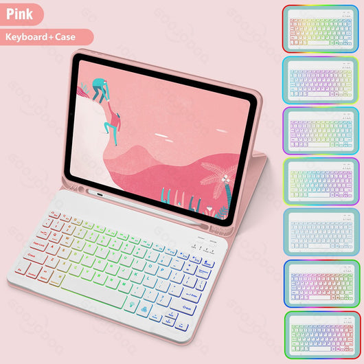 Funda iPad con Teclado Bluetooth Luminoso en Cuero Premium - Image 6
