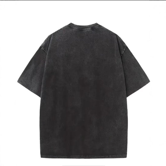 Camisa Holgada Estampada de Algodón Puro Desgastada Estilo Americano para Hombre - Image 2