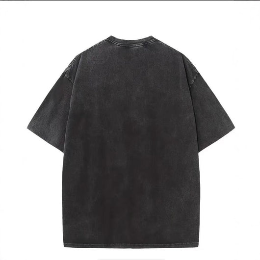 Camisa Holgada Estampada de Algodón Puro Desgastada Estilo Americano para Hombre - Image 2