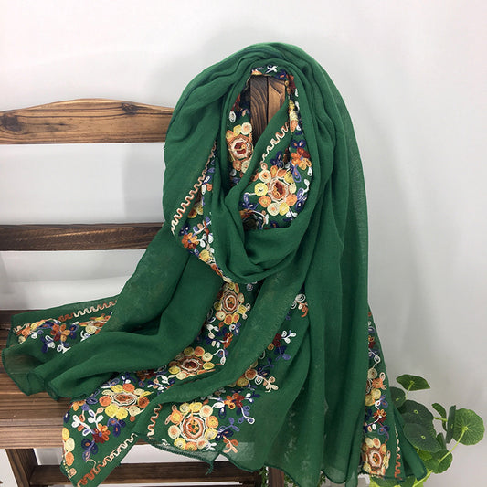 Pañuelo Bordado de Algodón y Lino