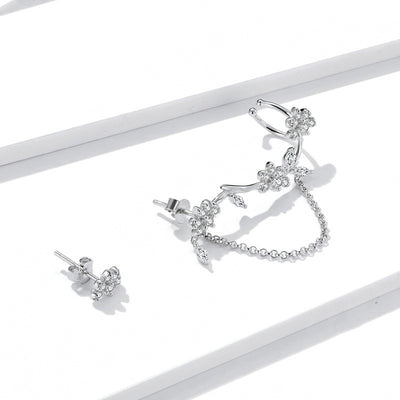 Aretes de Plata Esterlina S925 con Flor de Circonia Cúbica - Image 5