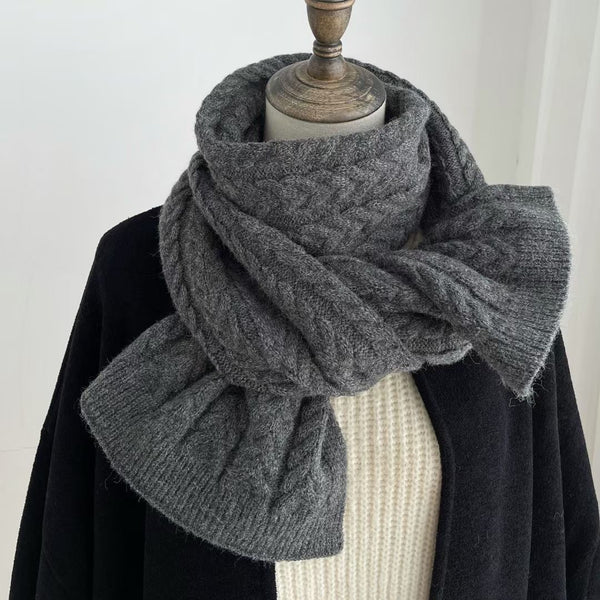 Bufanda de Lana Tejida Gruesa - Diseño Coreano Minimalista para Invierno - Image 5