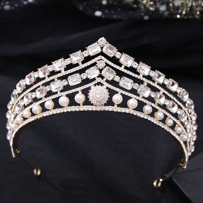 Conjunto de Joyería Nupcial Corona Barroca de Aleación con Zirconia y Pedrería - Image 11