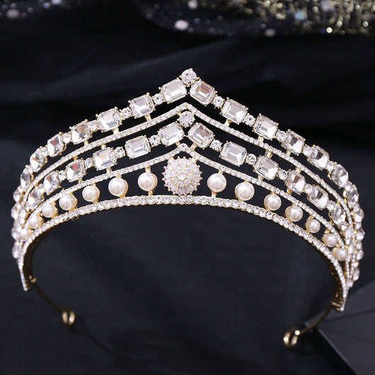 Conjunto de Joyería Nupcial Corona Barroca de Aleación con Zirconia y Pedrería - Image 11