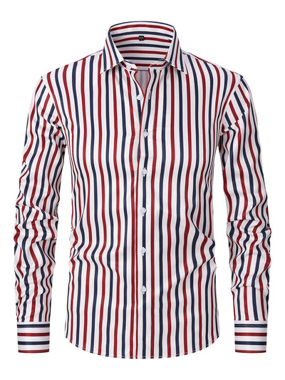 Camisa de Manga Larga en Seda de Hielo con Rayas Coordinadas - Image 6