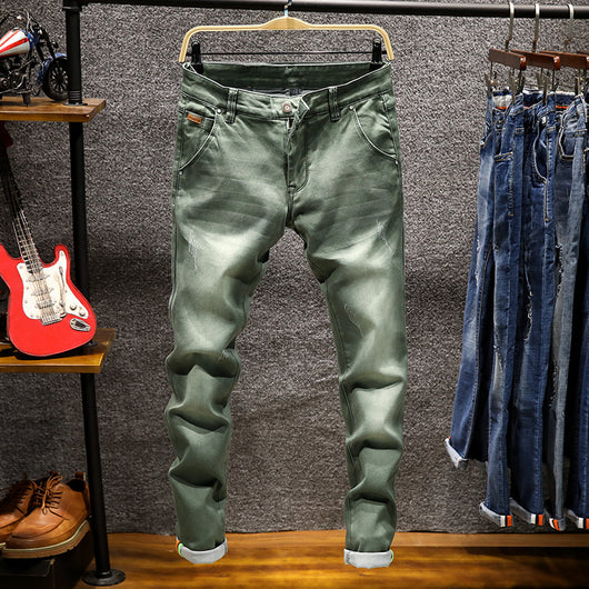 Pantalón Denim Slim Fit Clásico de Color Sólido para Hombre - Image 11
