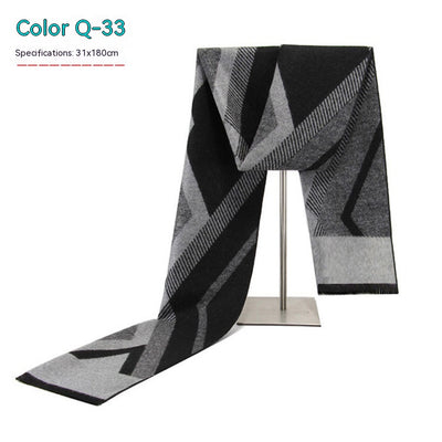 Bufanda de Invierno Rayada en Cashmira Artificial para Hombre - Image 33