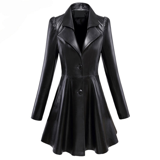 Abrigo Largo de Cuero Oversized con Bajo Amplio - Image 6