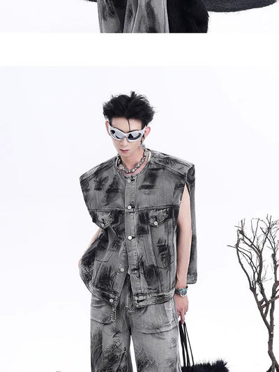 Chaleco Denim Acolchado Street Graffiti con Hombros Reforzados - Image 21