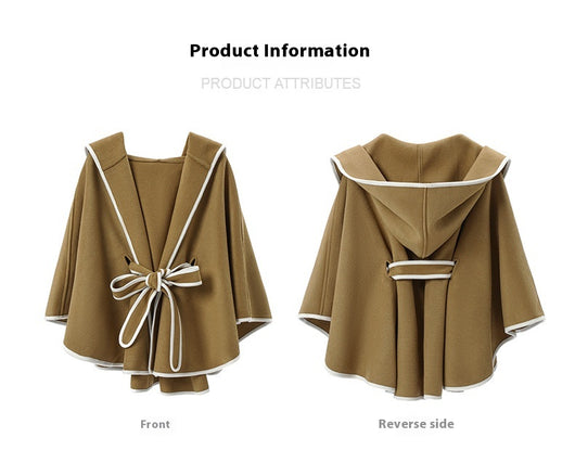 Poncho Abrigo Reversible de Lana con Capucha - Image 12