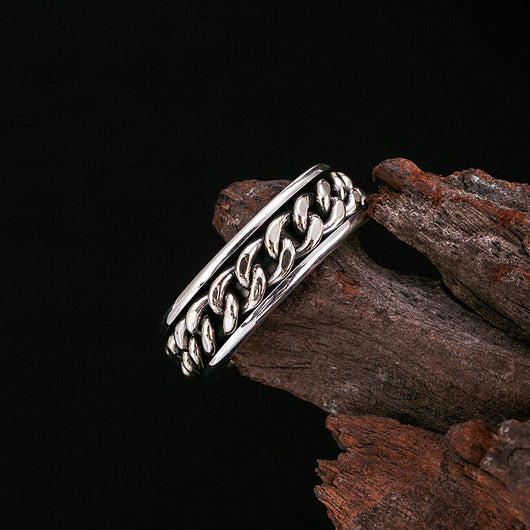 Anillo Giratorio de Plata Esterlina Trenzado con Personalidad Vintage para Mujer - Image 3