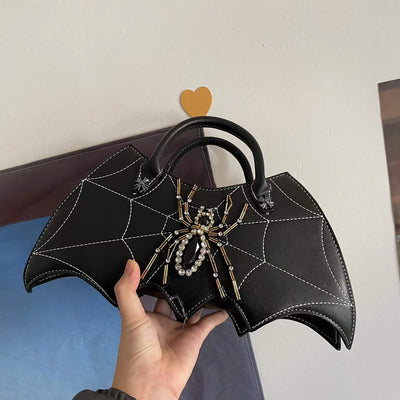 Bolsa Tote Gótica con Diseño de Telaraña y Murciélagos Vintage - Image 5