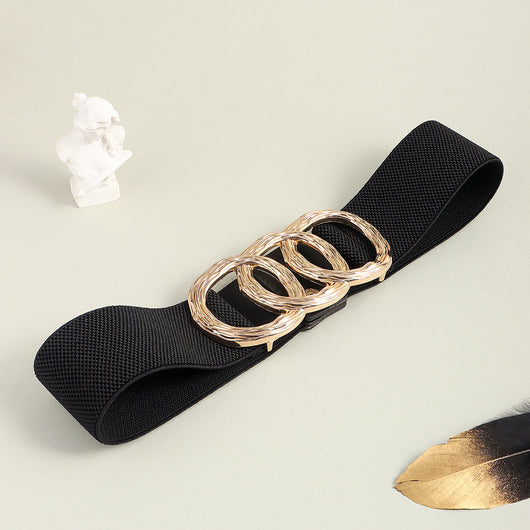 Cinturón Ancho Geométrico para Mujer con Hebilla Circular - Ideal para Trajes y Vestidos - Image 18