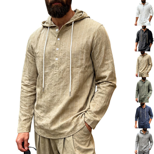 Camisa Hoodie Suelta Casual de Manga Larga para Hombre - Image 13